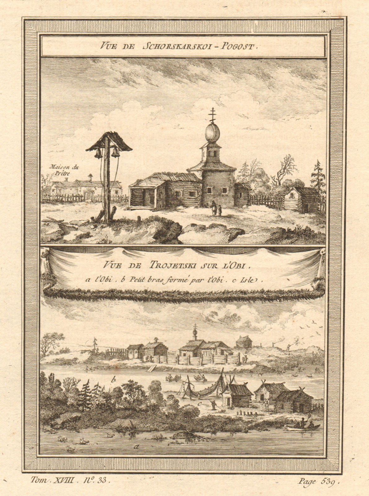 Associate Product View of Schorskarkoi-Pogost, and Trojetski on the River Ob. Siberia, Russia 1768