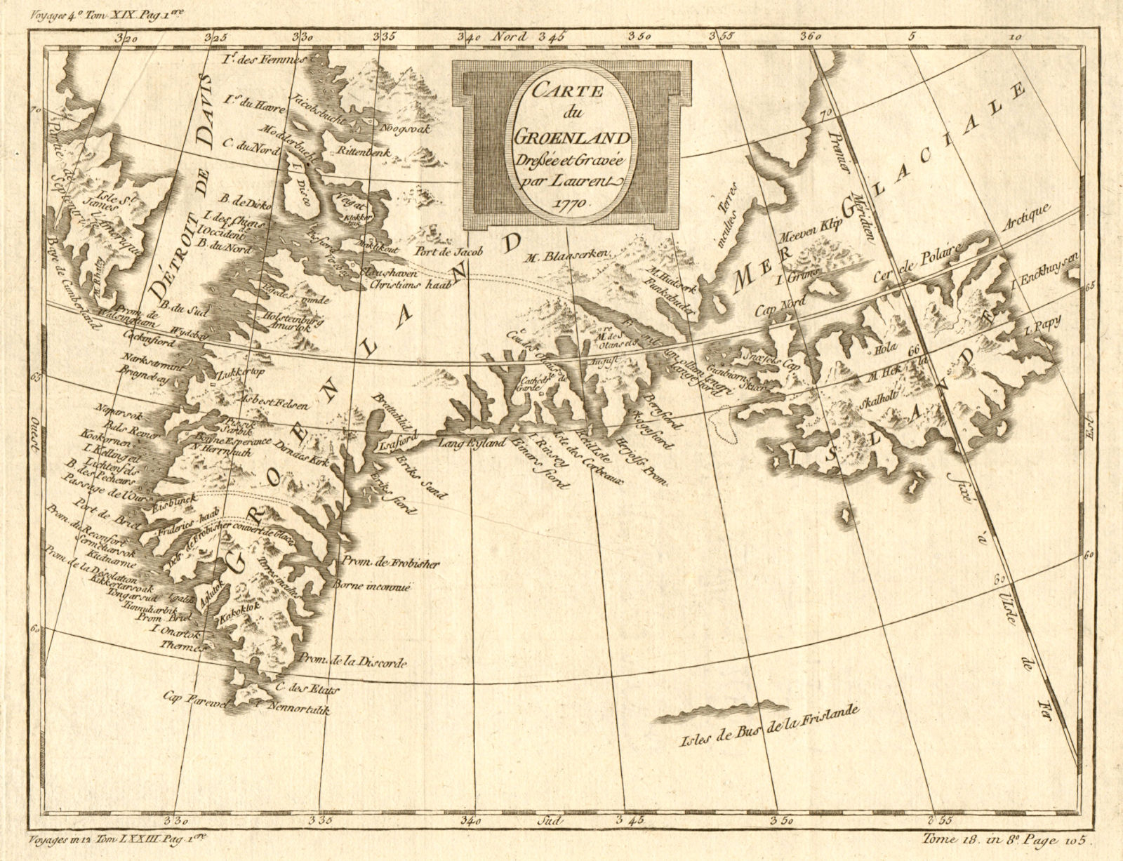 Associate Product 'Carte du Groenland'. Greenland & Iceland. LAURENT/ BELLIN 1770 old map