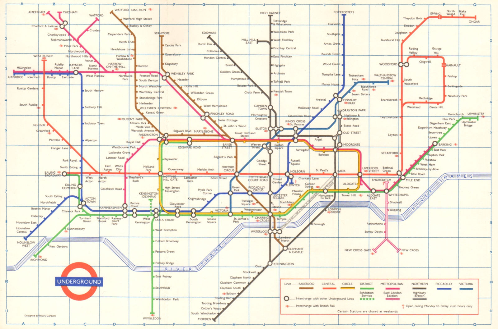 LONDON UNDERGROUND tube map plan. Victoria Line open to Victoria. GARBUTT 1971