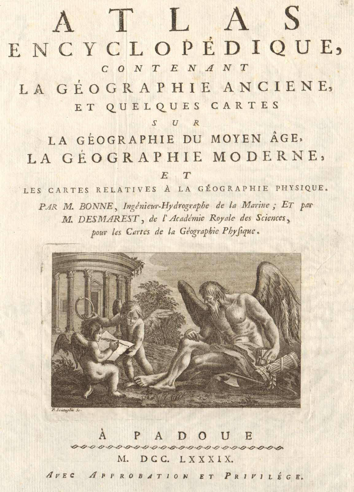 Atlas Encyclopedique title page. 1789-90. BONNE 1789 old antique map chart