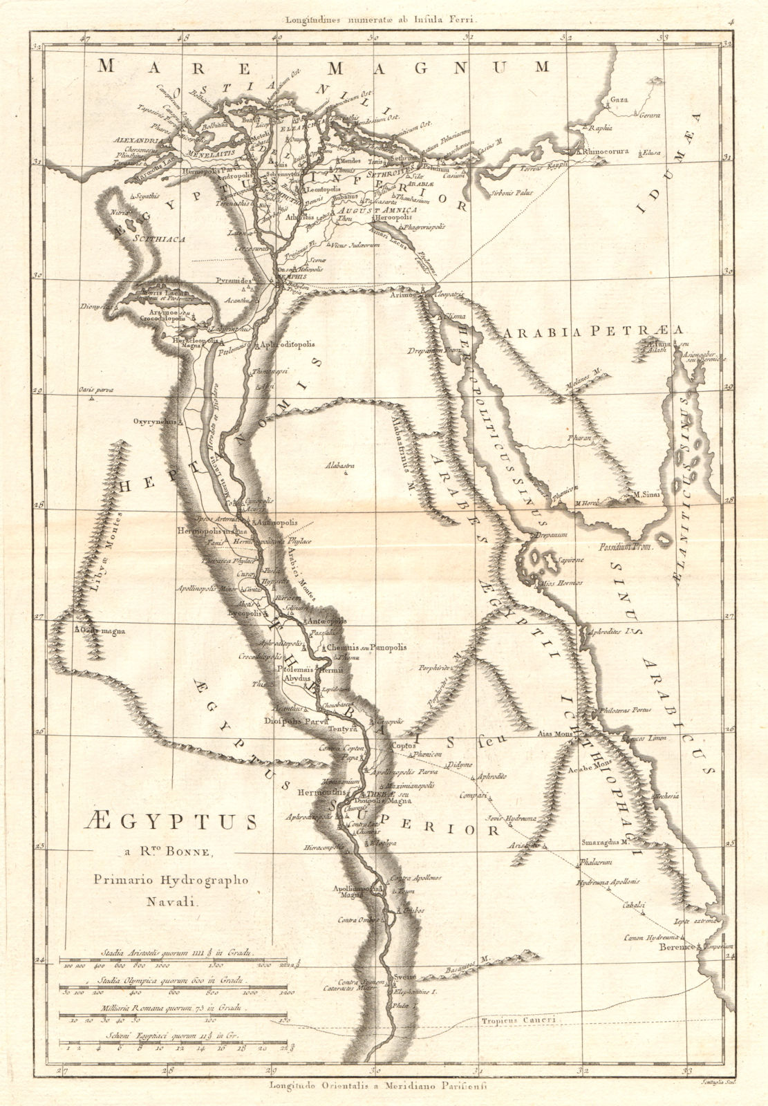Associate Product Aegyptus. Ancient Egypt. Nile valley. BONNE 1789 old antique map plan chart