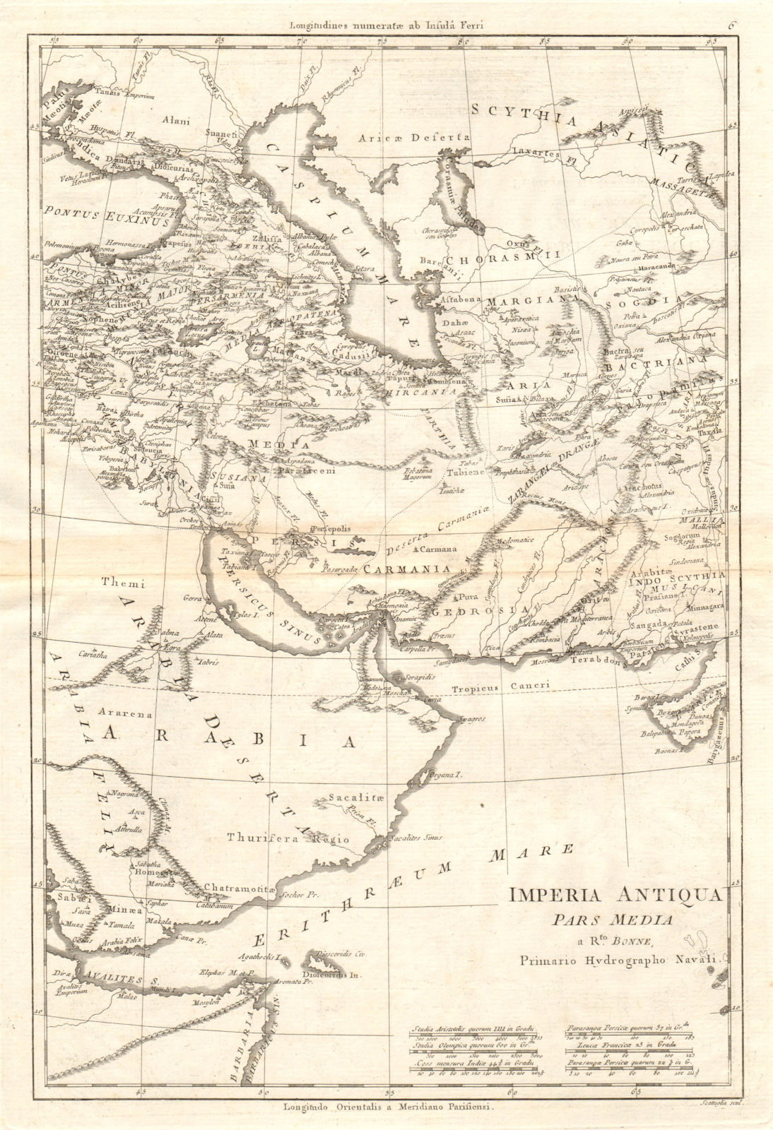 Imperia Antiqua, pars Media. Empire of Alexander the Great. BONNE 1789 old map