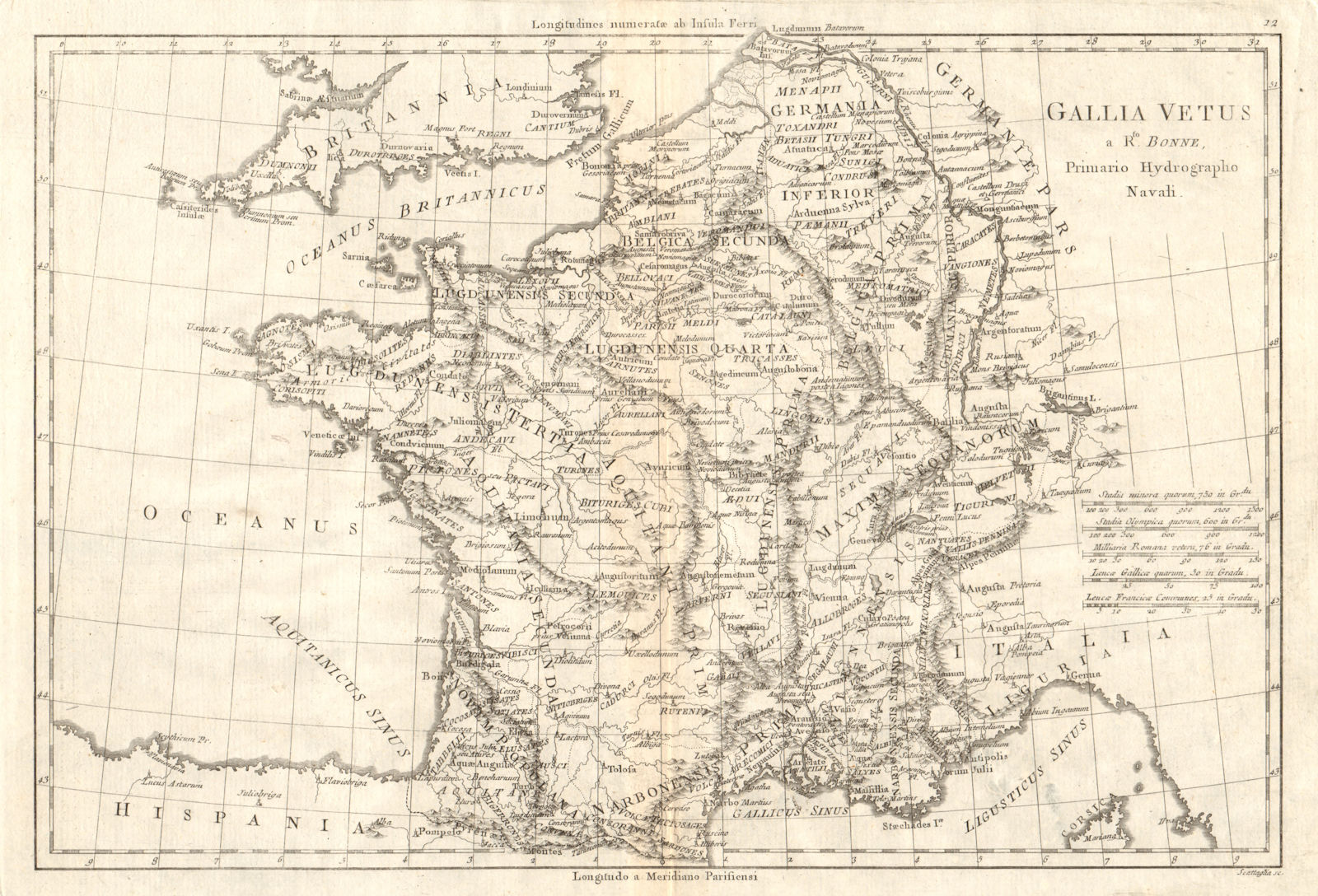 Associate Product Gallia Vetus. Ancient Gaul. France Belgium Switzerland. BONNE 1789 old map