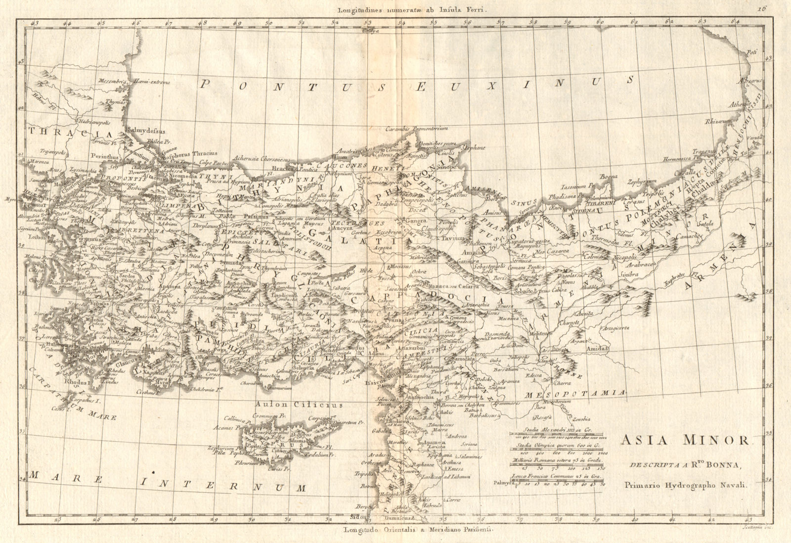 Asia Minor. Anatolia. Turkey & Cyprus. BONNE 1789 old antique map plan chart