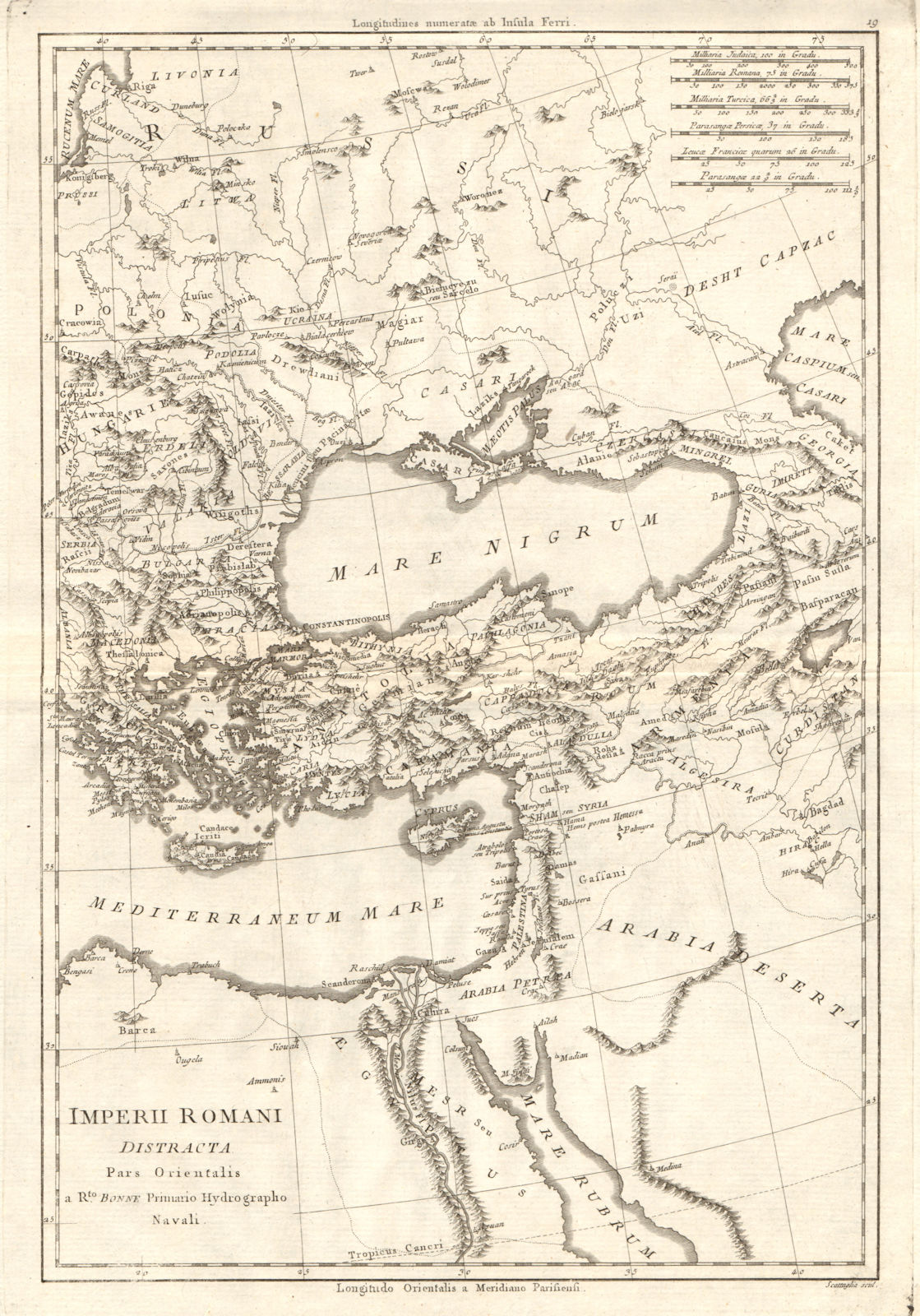Imperii Romani Distracta pars Orientalis. Roman Empire, eastern. BONNE 1789 map