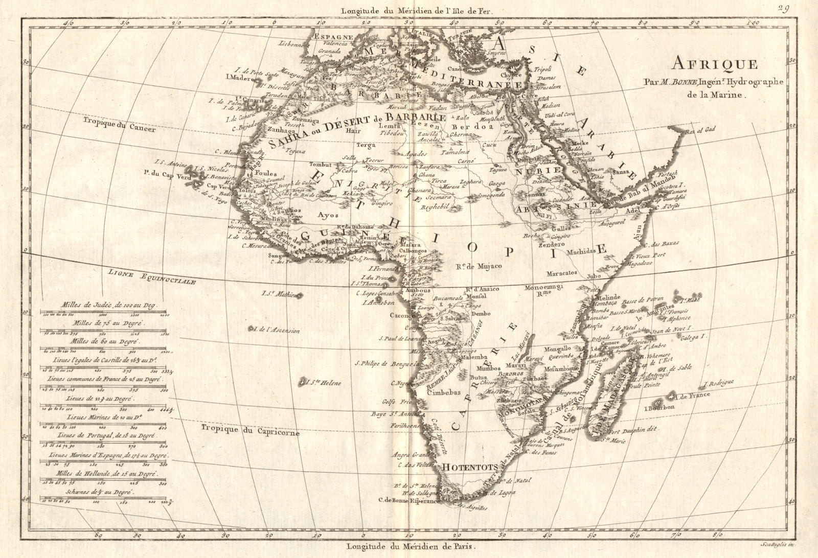 Afrique. Pre-colonial Africa. BONNE 1789 old antique vintage map plan chart