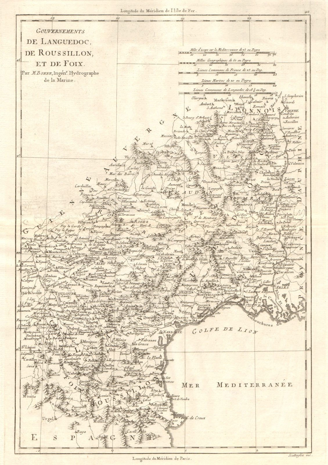 Associate Product Gouvernements de Languedoc, de Roussillon et de Foix. SW France. BONNE 1789 map
