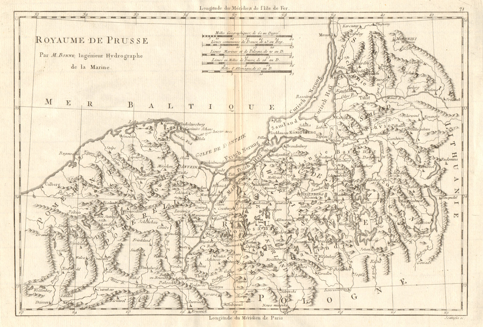 Associate Product Royaume de Prusse. Kingdom of Prussia. N Poland & Kaliningrad. BONNE 1789 map