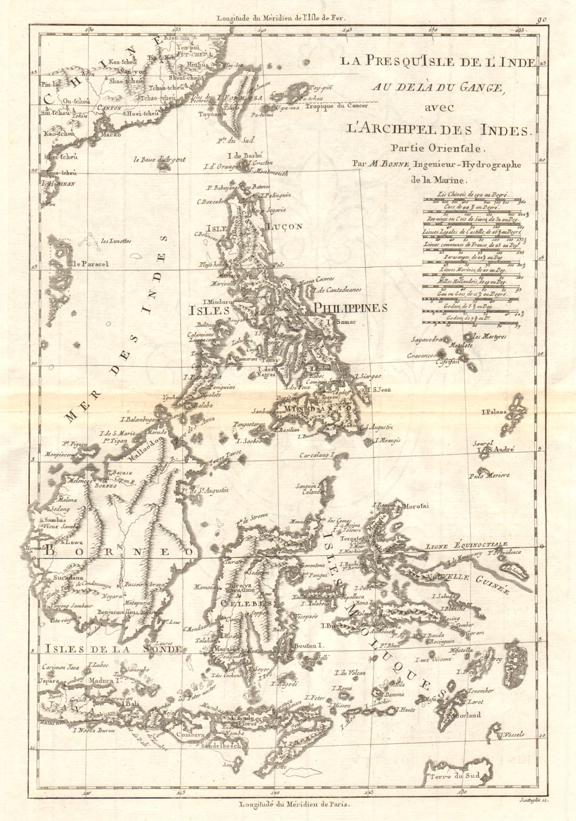 l’Archipel des Indes. East Indies Philippines Indonesia. BONNE 1790 old map