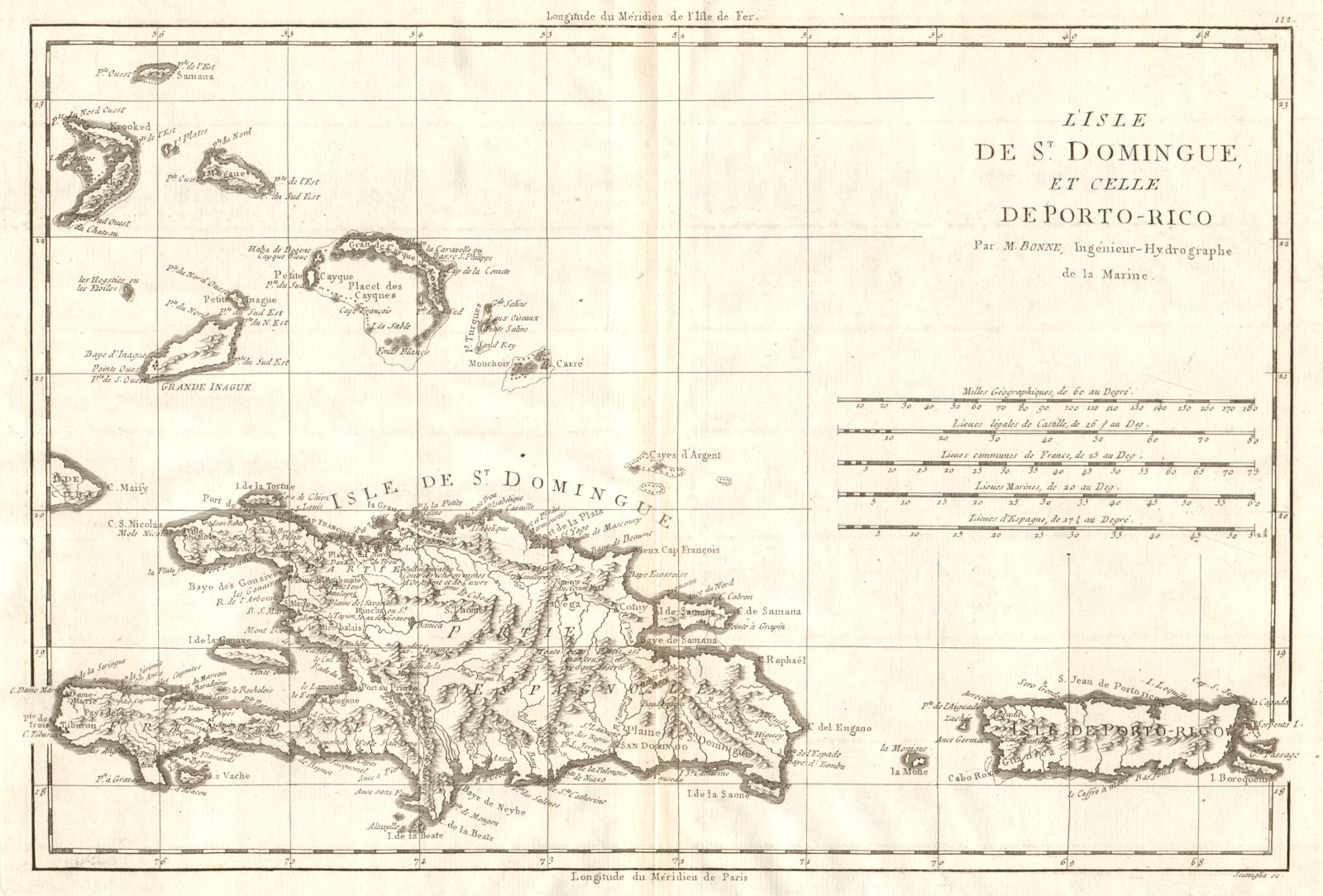 Associate Product L’Isle de St Domingue et… Porto-Rico. Hispaniola & Puerto Rico. BONNE 1790 map