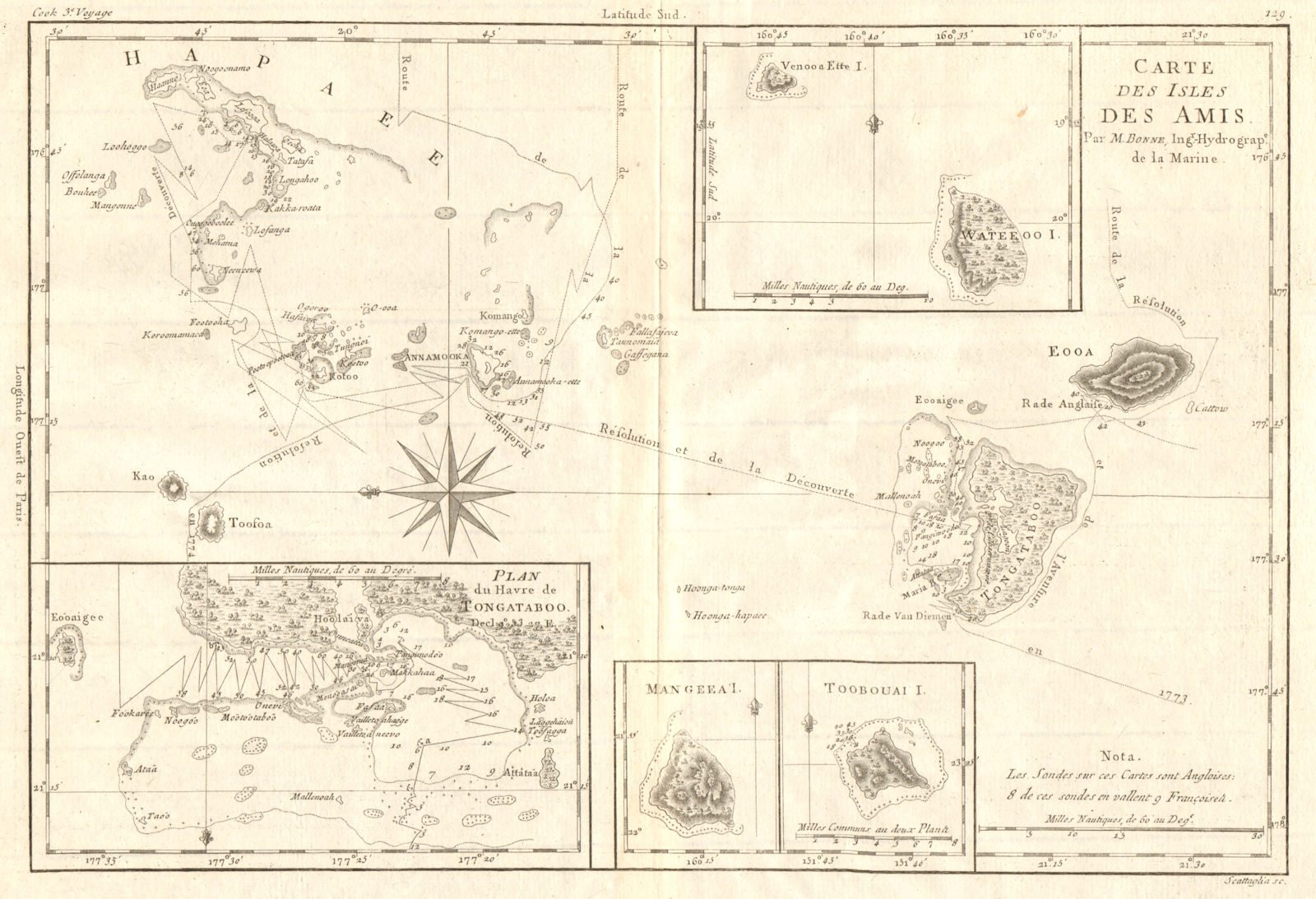 Associate Product Carte des Isles des Amis. Friendly or Tonga Islands. Tongatapu. BONNE 1790 map