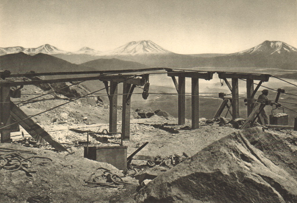 Associate Product CHILE. Volcan Ollague. Andarivel de la Azufrera. Sulphur/Sufur 1932 old print