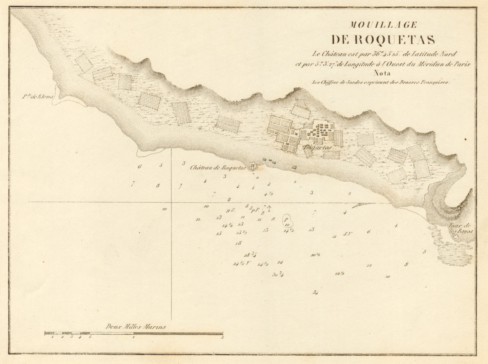 Associate Product Anchorage of Roquetas de Mar. 'Mouillage de Roquetas'. Spain. GAUTTIER 1851 map