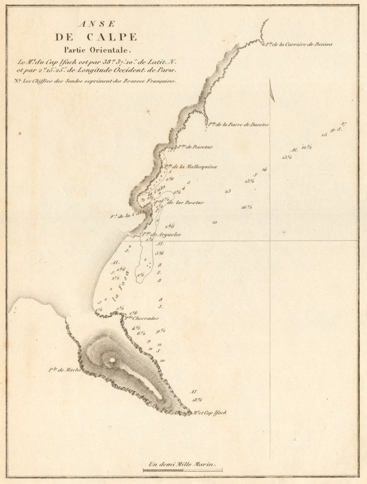 Calp Bay. 'Anse de Calpe partie Orientale'. Spain. Alicante. GAUTTIER 1851 map
