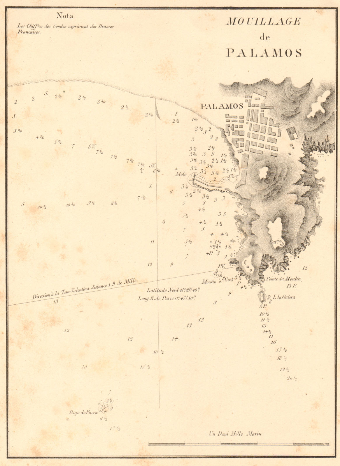 Associate Product Anchorage of Palamos. 'Mouillage de Palamos'. Spain. Girona. GAUTTIER 1851 map