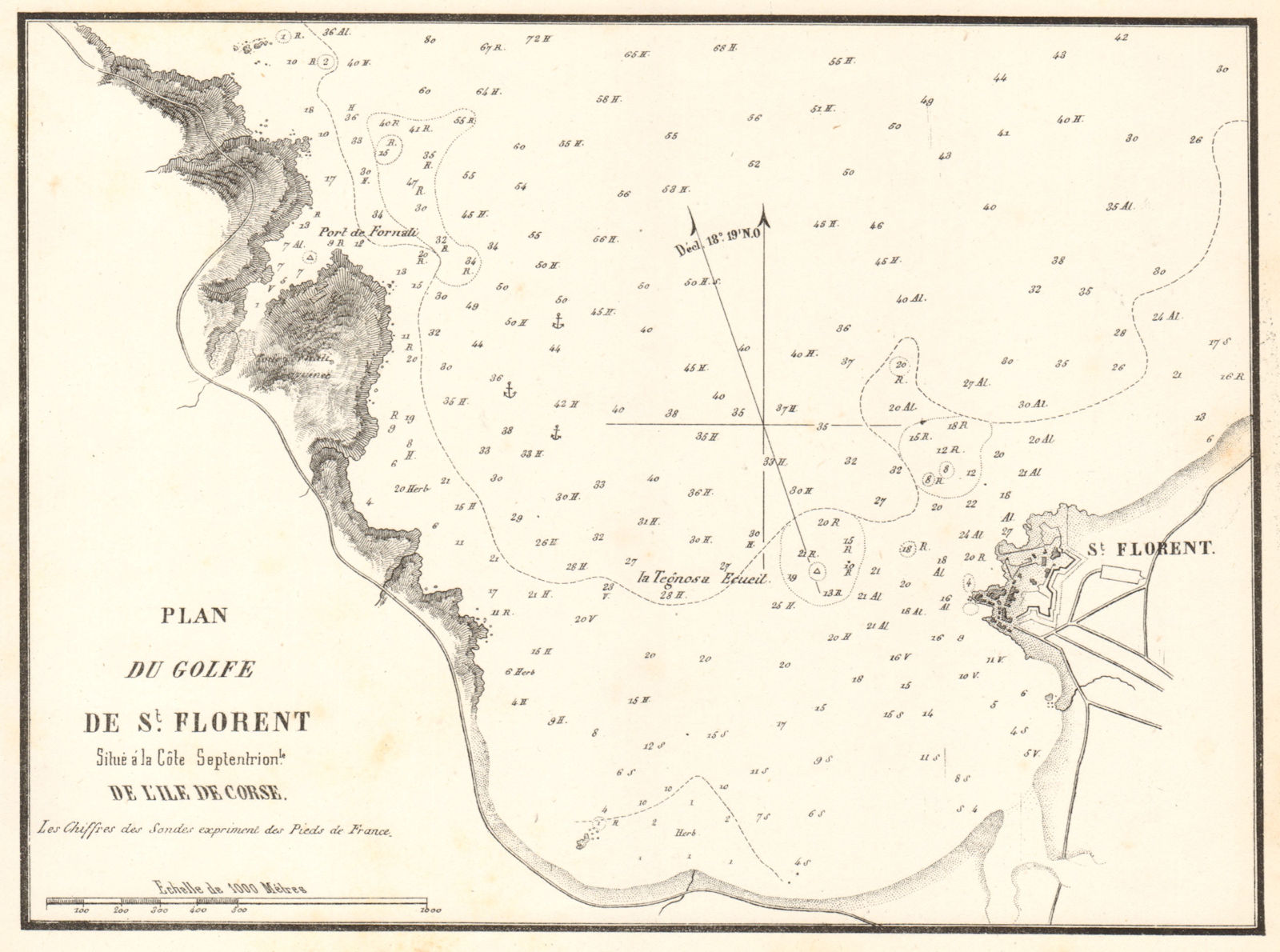 Associate Product Plan du Golfe de Saint-Florent. Corse Corsica. GAUTTIER 1851 old antique map