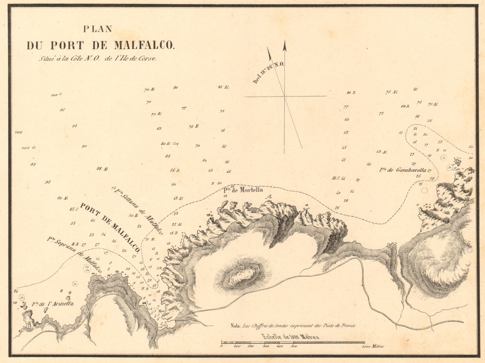 Associate Product Malfalcu. 'Plan du Port de Malfalco'. Corse Corsica. GAUTTIER 1851 old map