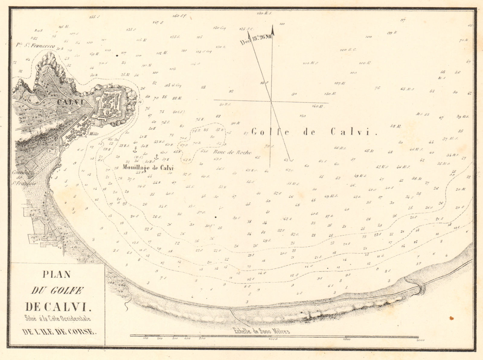 Associate Product Plan du Golfe de Calvi. Corse Corsica. GAUTTIER 1851 old antique map chart