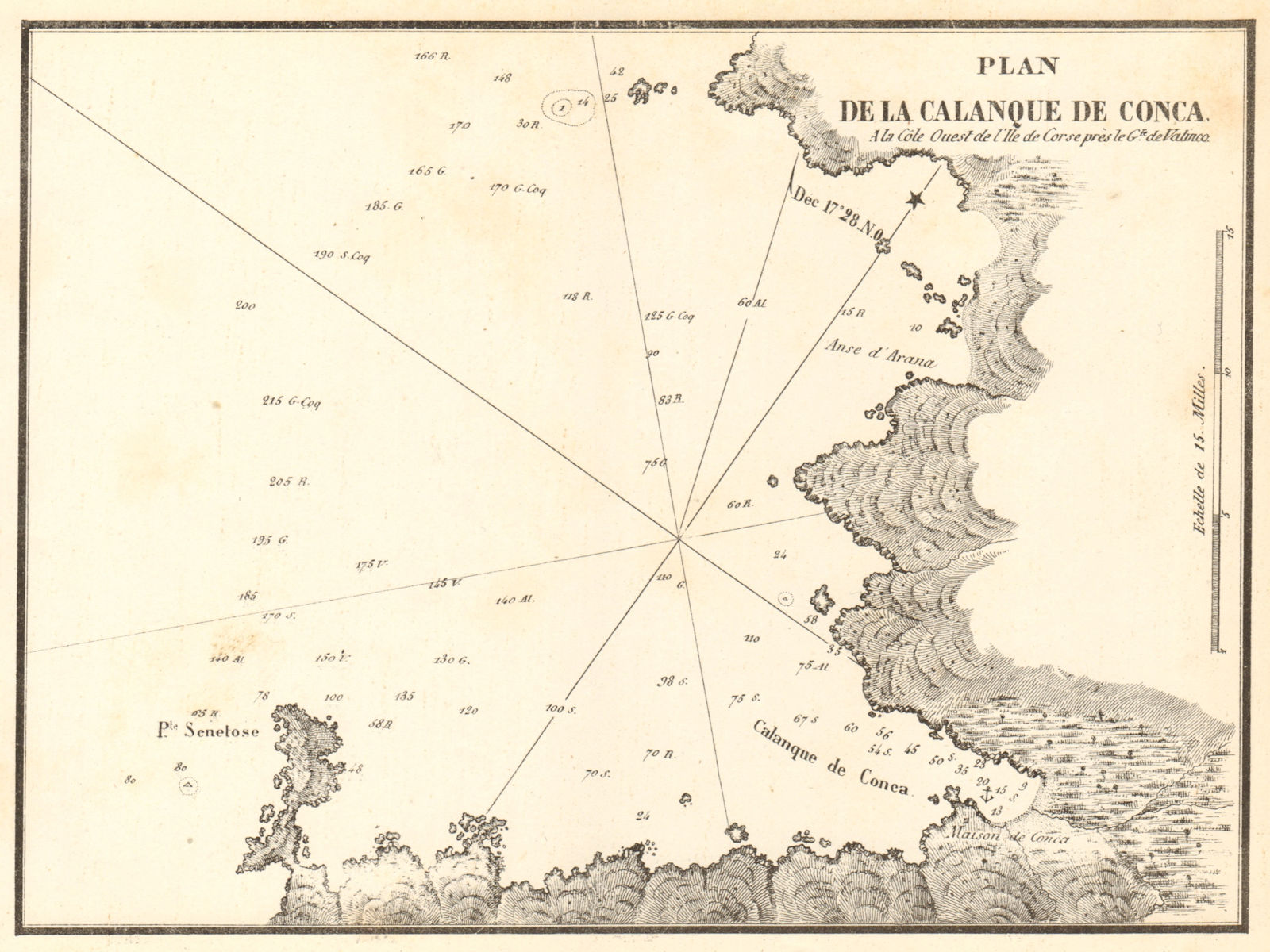 Associate Product Plan de la Calanque de Conca. Golfe de Valinco. Corse Corsica. GAUTTIER 1851 map