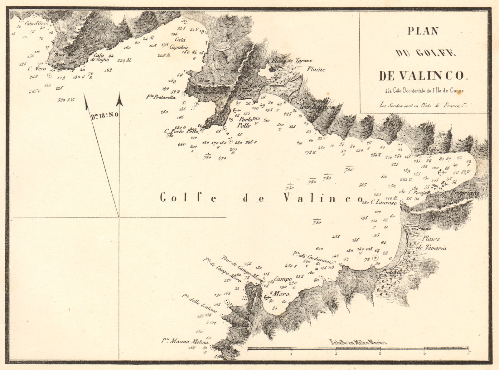 Plan du Golfe de Valinco. Corse Corsica. GAUTTIER 1851 old antique map chart