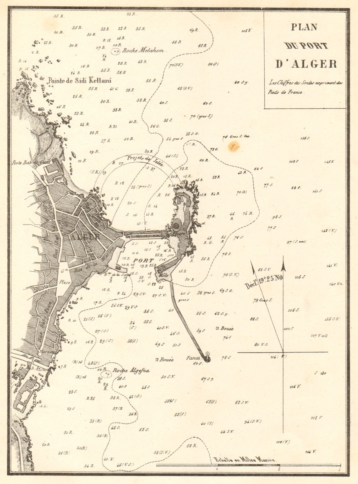 The Port of Algiers. 'Plan du Port d'Alger'. Algeria. GAUTTIER 1851 old map