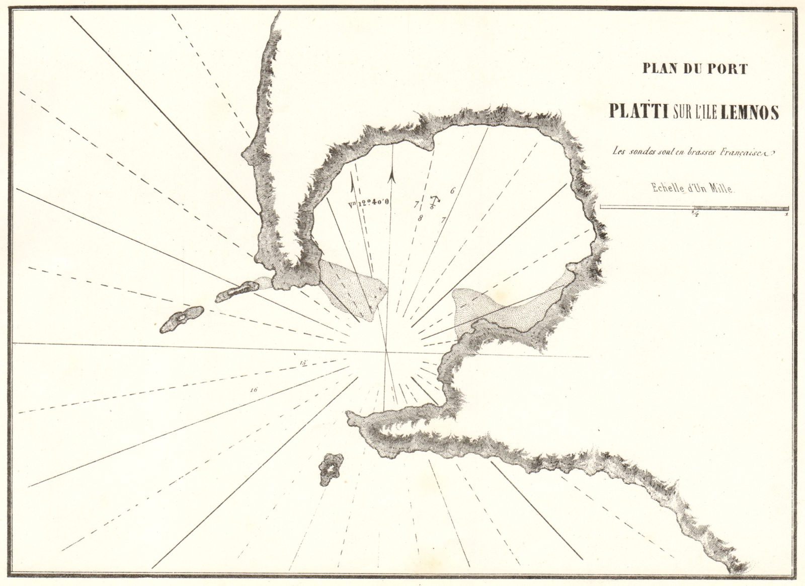 Platy, Lemnos. 'Plan du Port Platti sur L'ile Lemnos'. Greece. GAUTTIER 1854 map