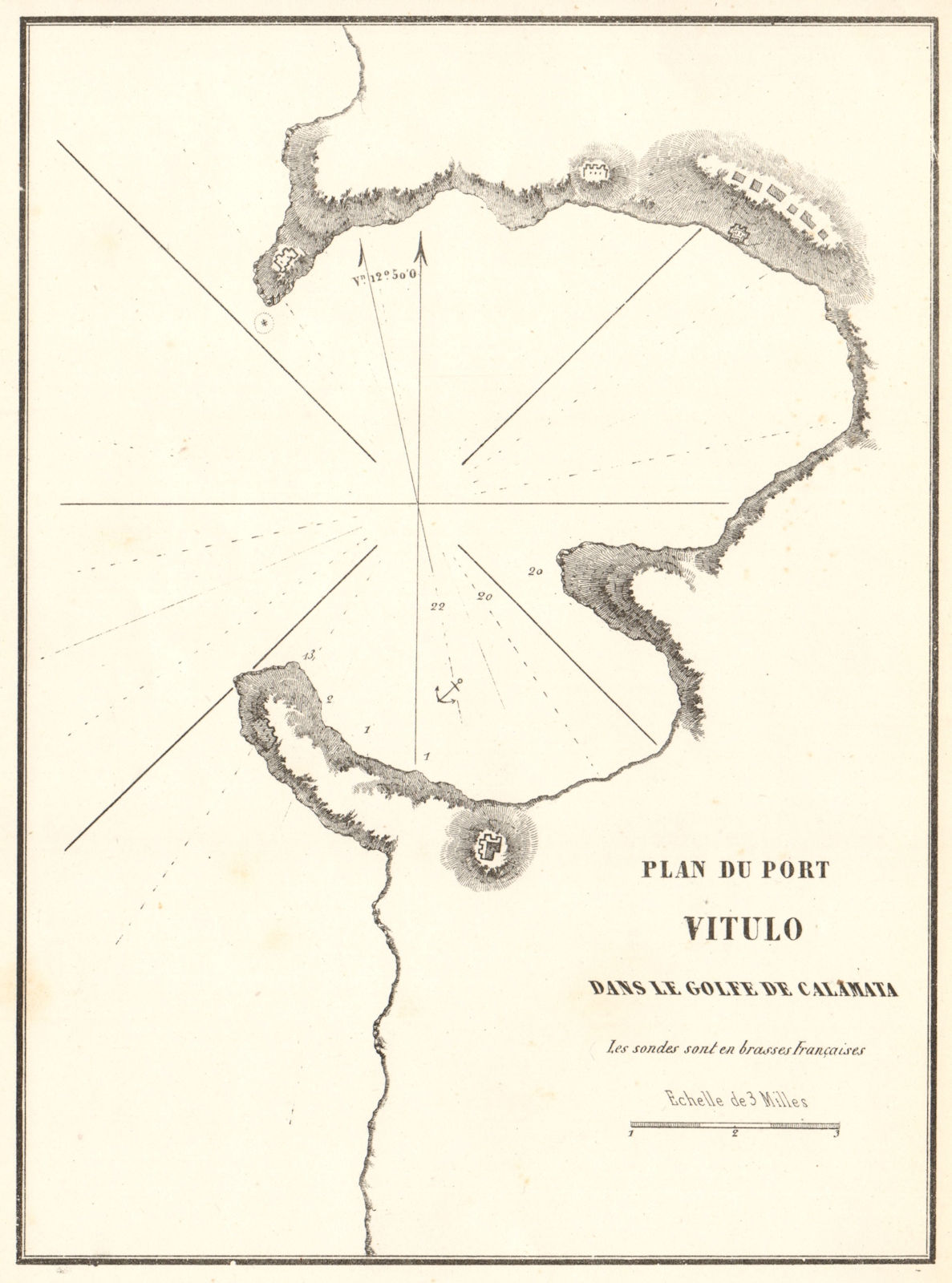 Stoupa. 'Port Vitulo… Golfe de Calamata'. Greece. Peloponnese. GAUTTIER 1854 map