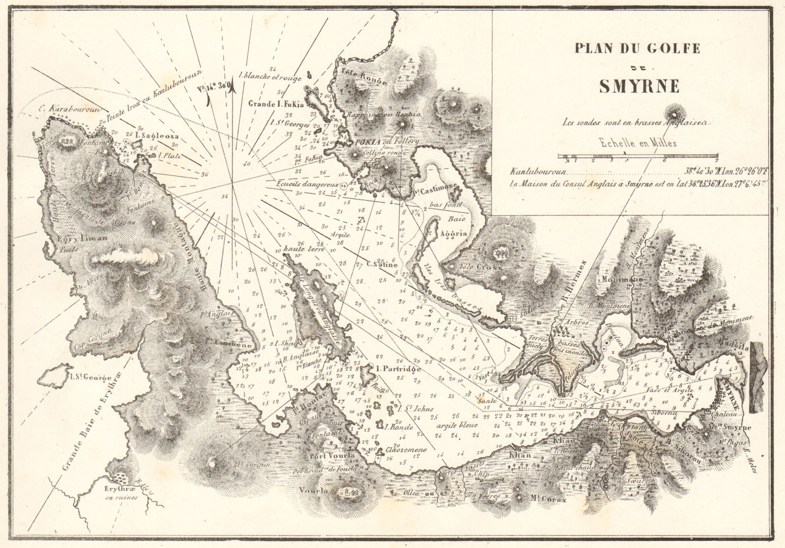 The Gulf of Izmir (Smyrna). 'Plan du Golfe de Smyrne'. Turkey. GAUTTIER 1854 map