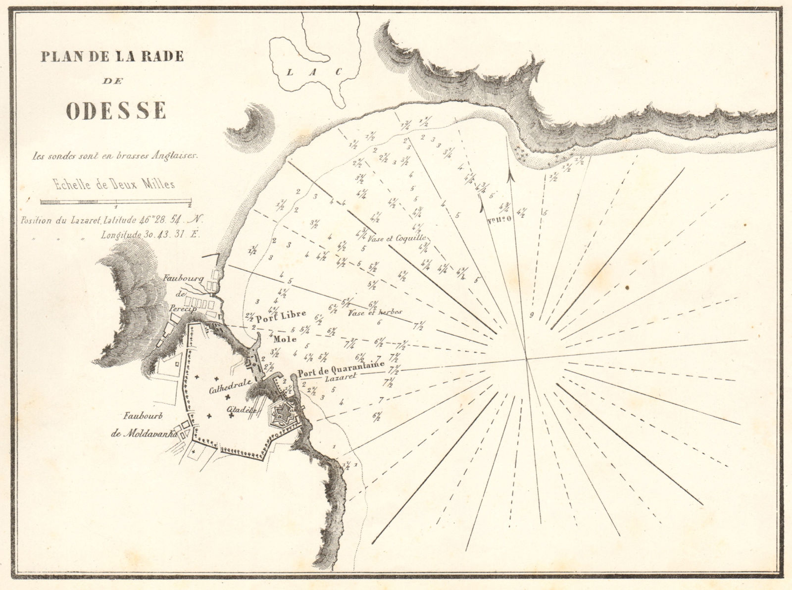 Plan of Odessa Bay. 'Plan de la Rade de Odesse'. Ukraine. GAUTTIER 1854 map