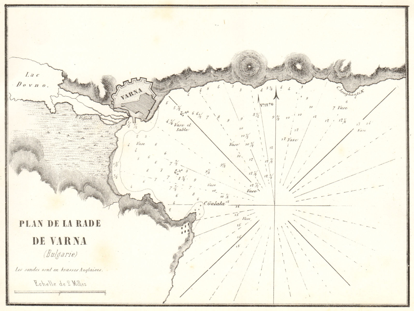 Varna Bay, Bulgaria. 'Plan de la Rade de Varna (Bulgarie)'. GAUTTIER 1854 map