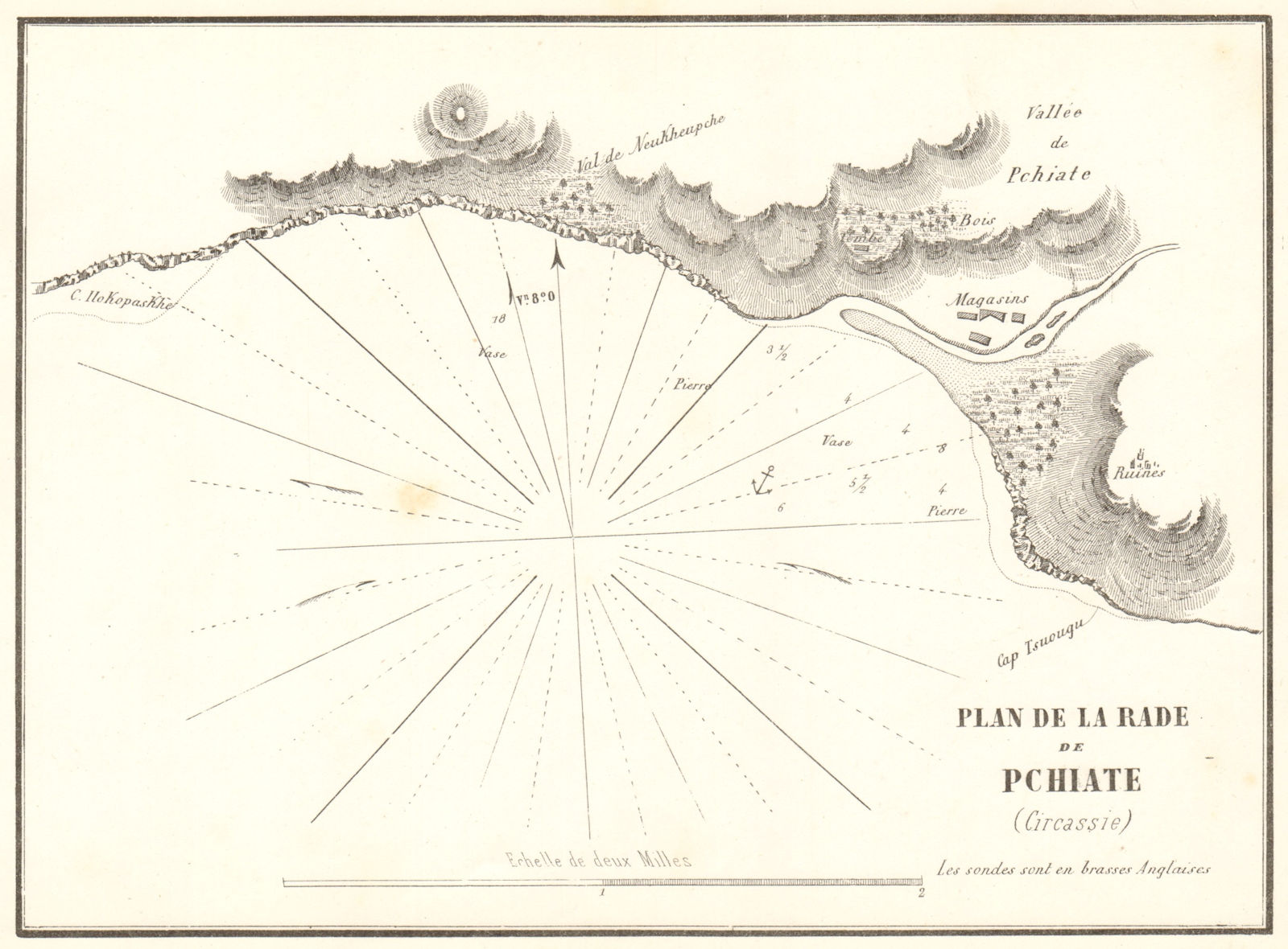 Pchiate. Russia. Black Sea. Krasnodar. South of Gelendzhik. GAUTTIER 1854 map