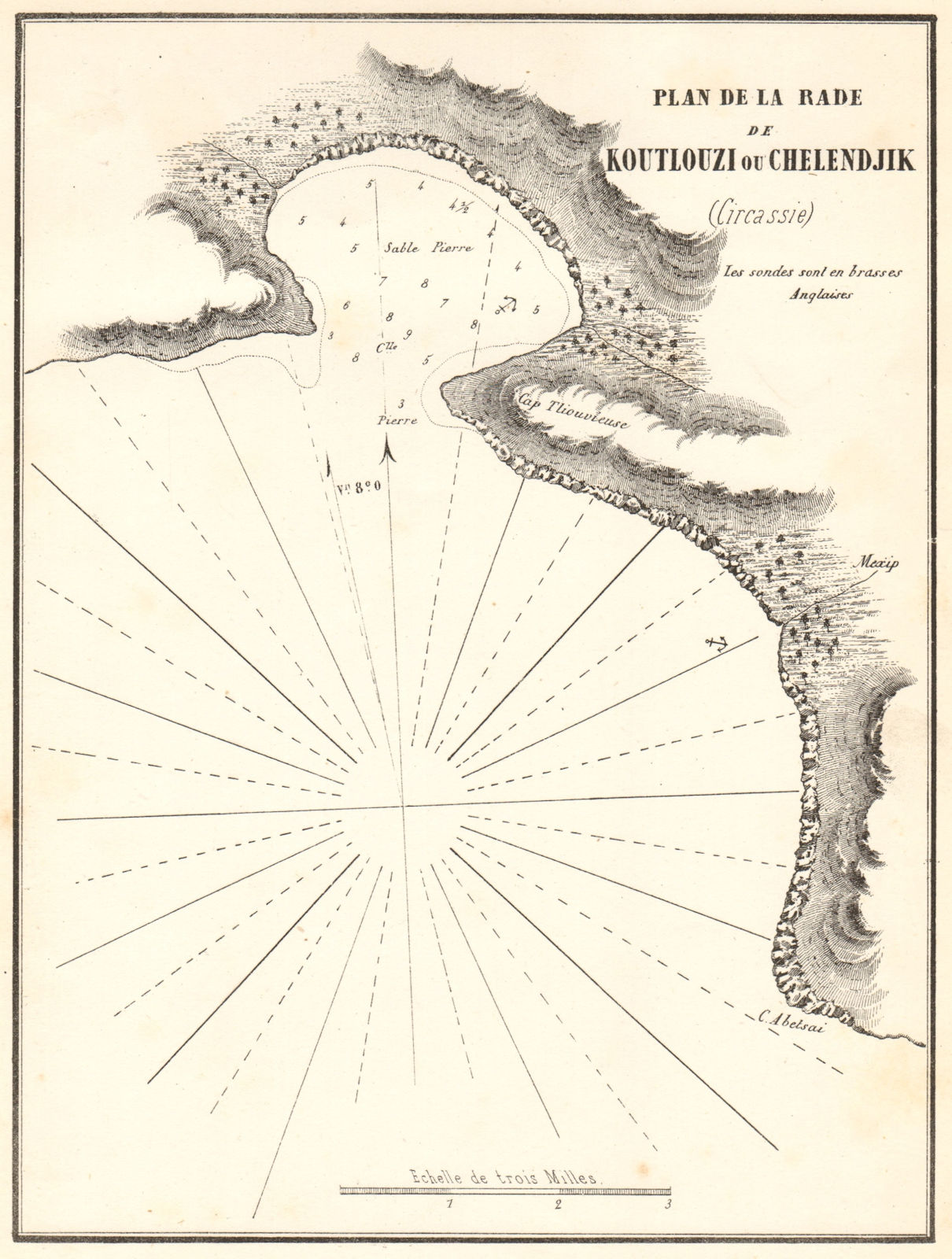 Gelendzhik. 'Koutlouzi ou Chelendjik'. Russia. Black Sea. GAUTTIER 1854 map