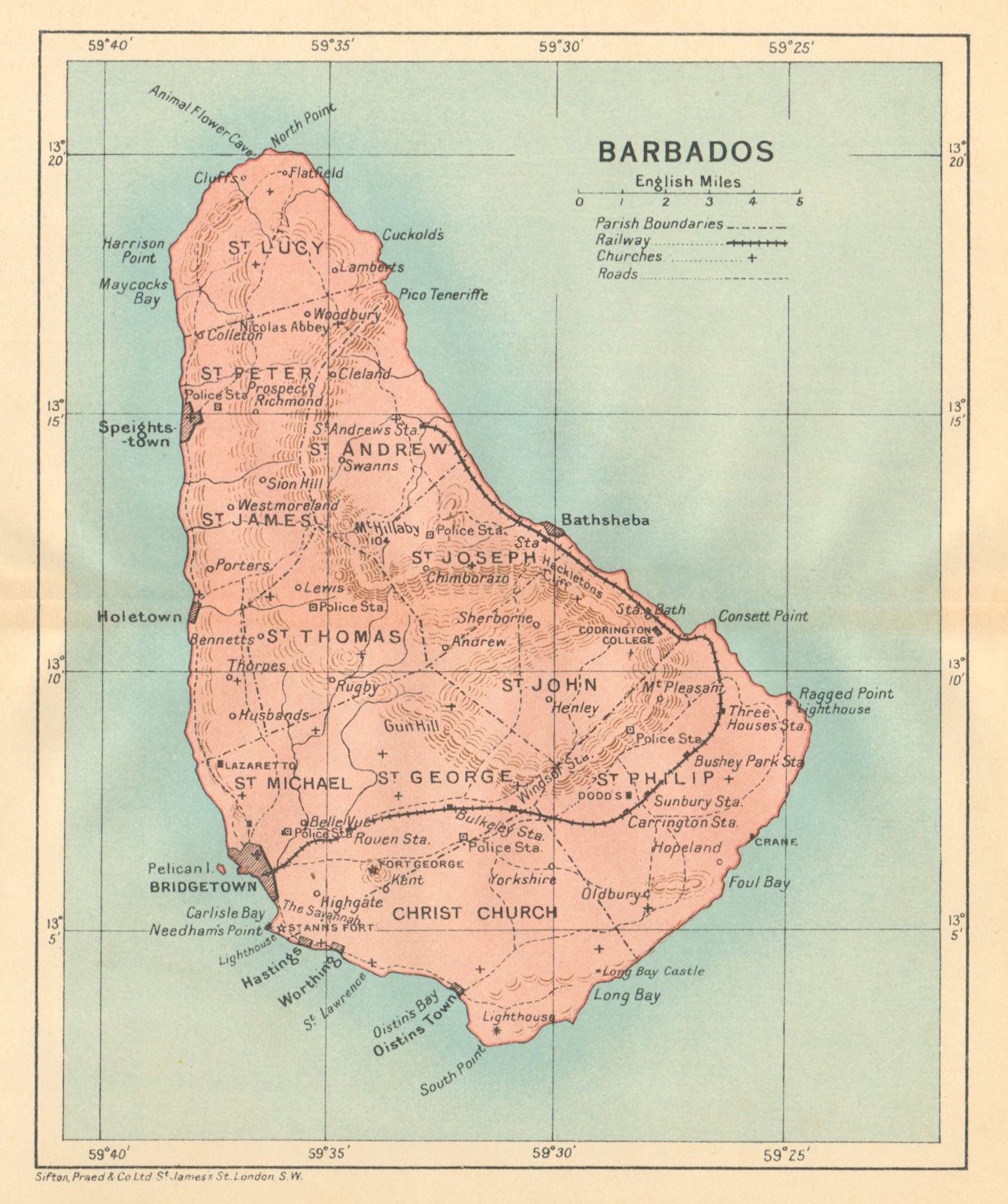 Associate Product BARBADOS. Vintage map. West Indies Caribbean 1935 old vintage plan chart