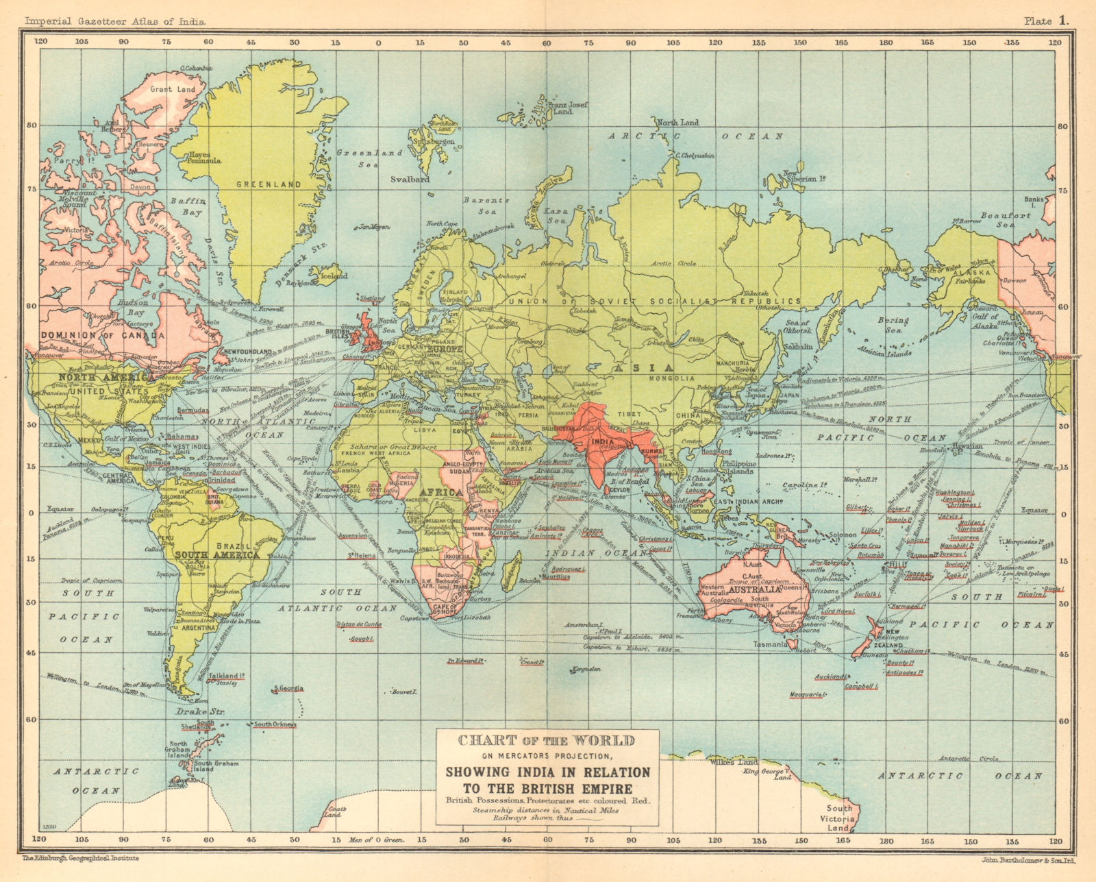 World Mercator's on projection. India in relation to the British Empire 1931 map