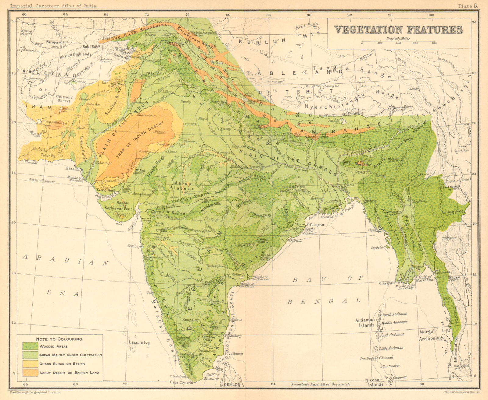 Associate Product SOUTH ASIA. BRITISH INDIA Vegetation forest bush desert cultivated 1931 map