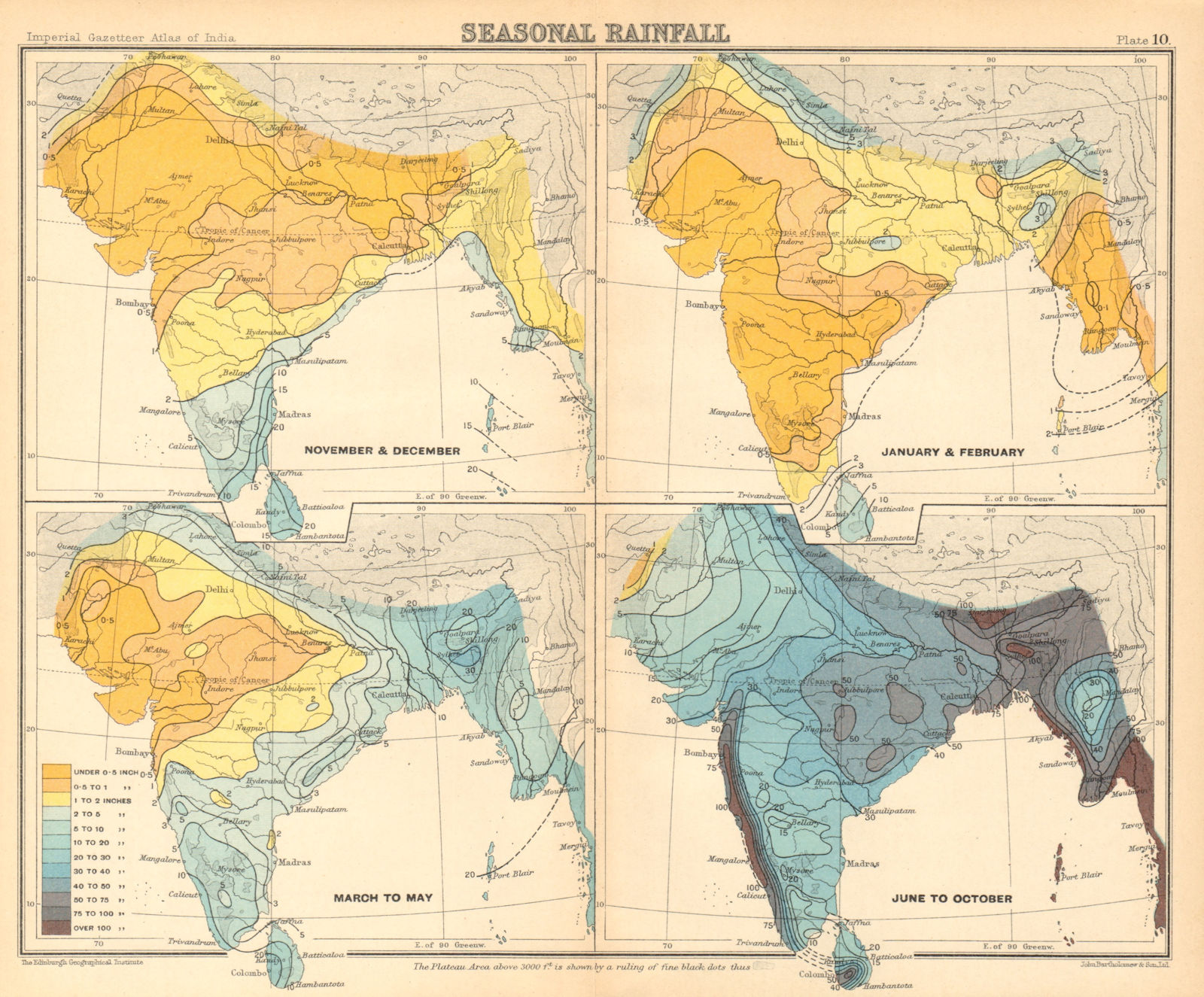 Associate Product SOUTH ASIA. British India & Burma. Seasonal Rainfall 1931 old vintage map