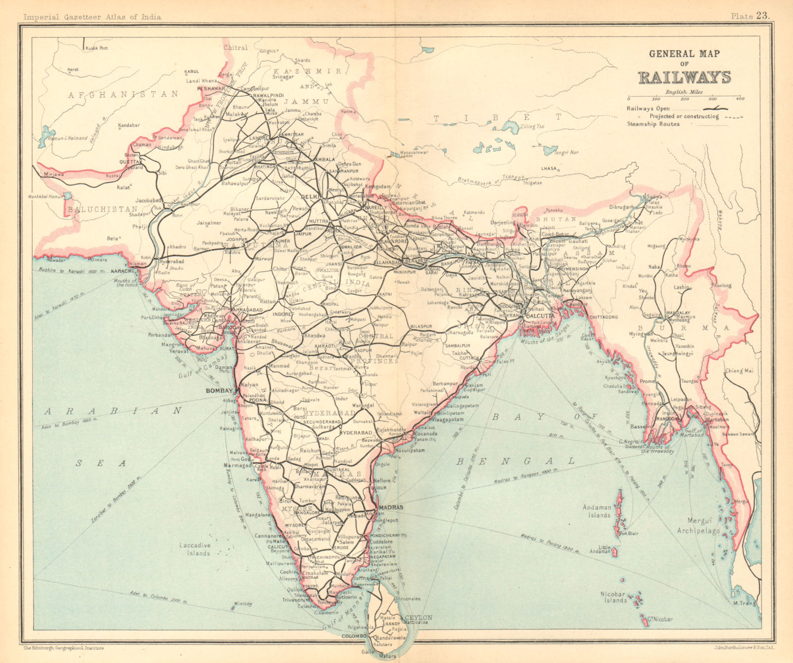 Associate Product BRITISH INDIA. General Map of Railways. Burma Pakistan 1931 old vintage