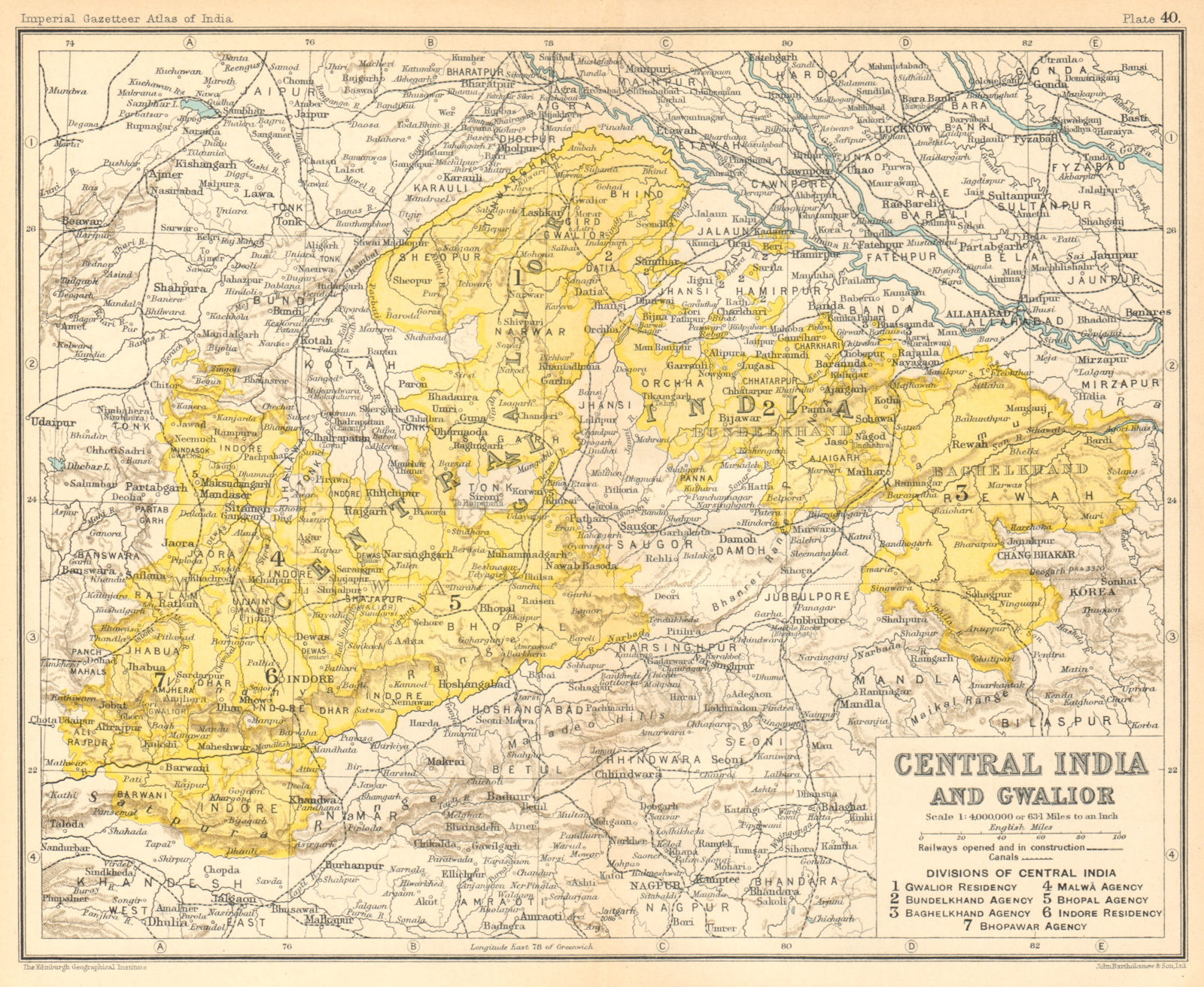 Associate Product 'Central India & Gwalior'. British India provinces. Madhya Pradesh 1931 map