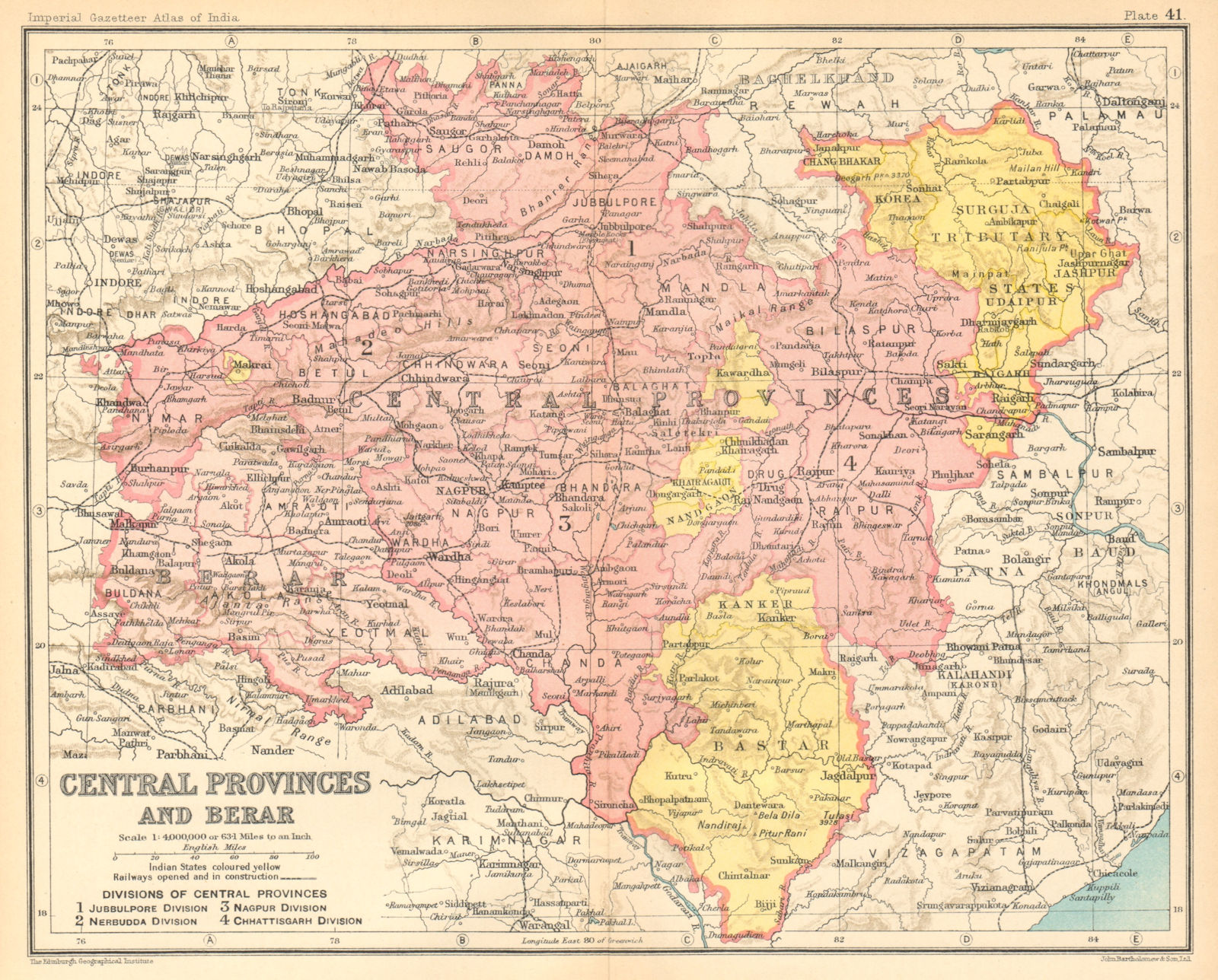 'Central Provinces & Berar'. British India. MP Chhattisgarh Maharashtra 1931 map