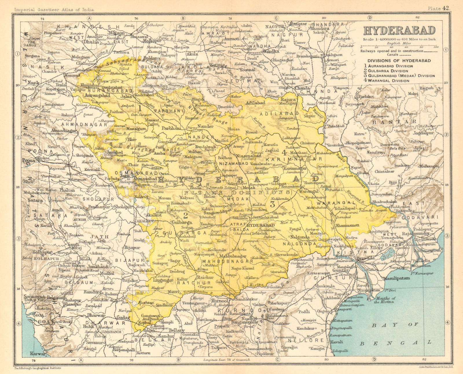 'Hyderabad'. British India province. Telangana Maharashtra Karnataka 1931 map