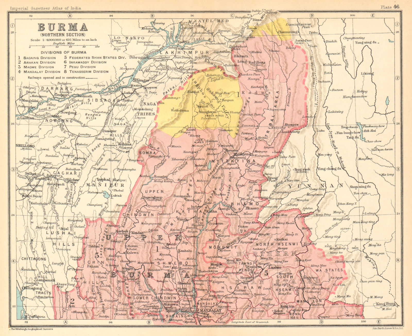 Associate Product British Burma North. Railways. Myanmar. Mandalay 1931 old vintage map chart