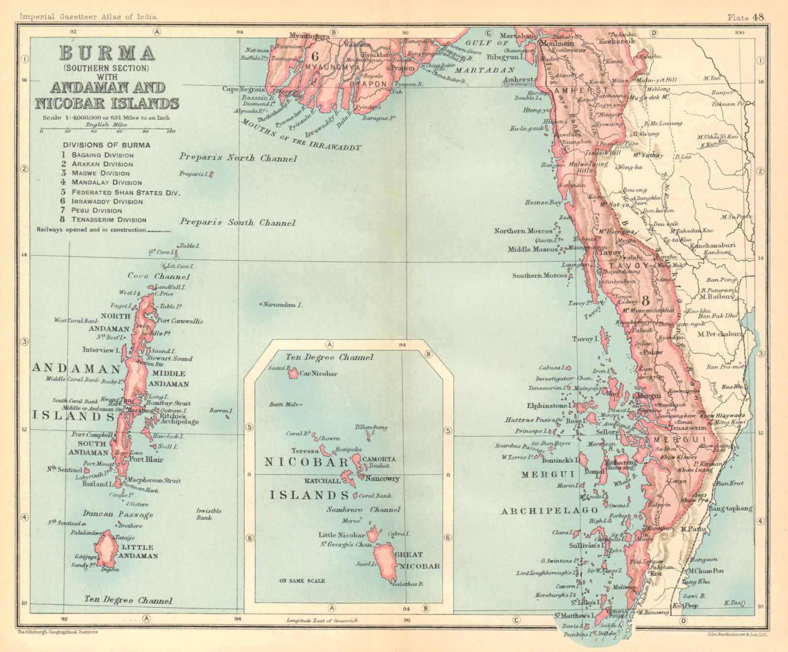 British Burma South. Andaman & Nicobar Islands. Myanmar. Mergui 1931 old map