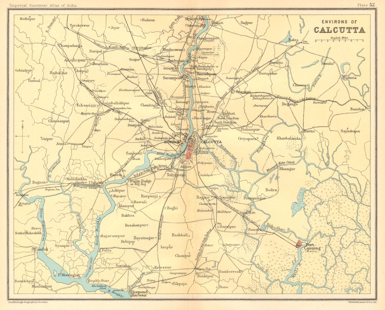 Associate Product Calcutta/Kolkata environs Hooghly Canning Diamond Harbour British India 1931 map
