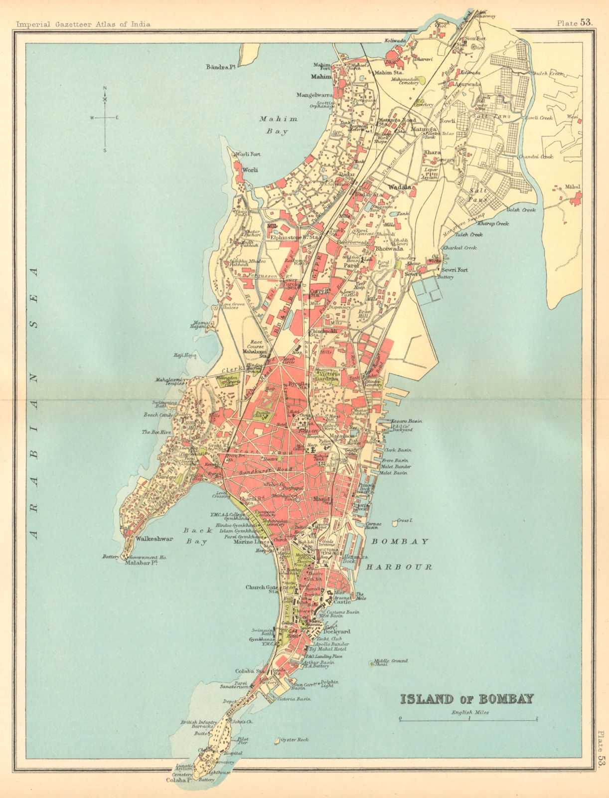 Bombay Island town city plan. Mumbai. British India 1931 old vintage map chart