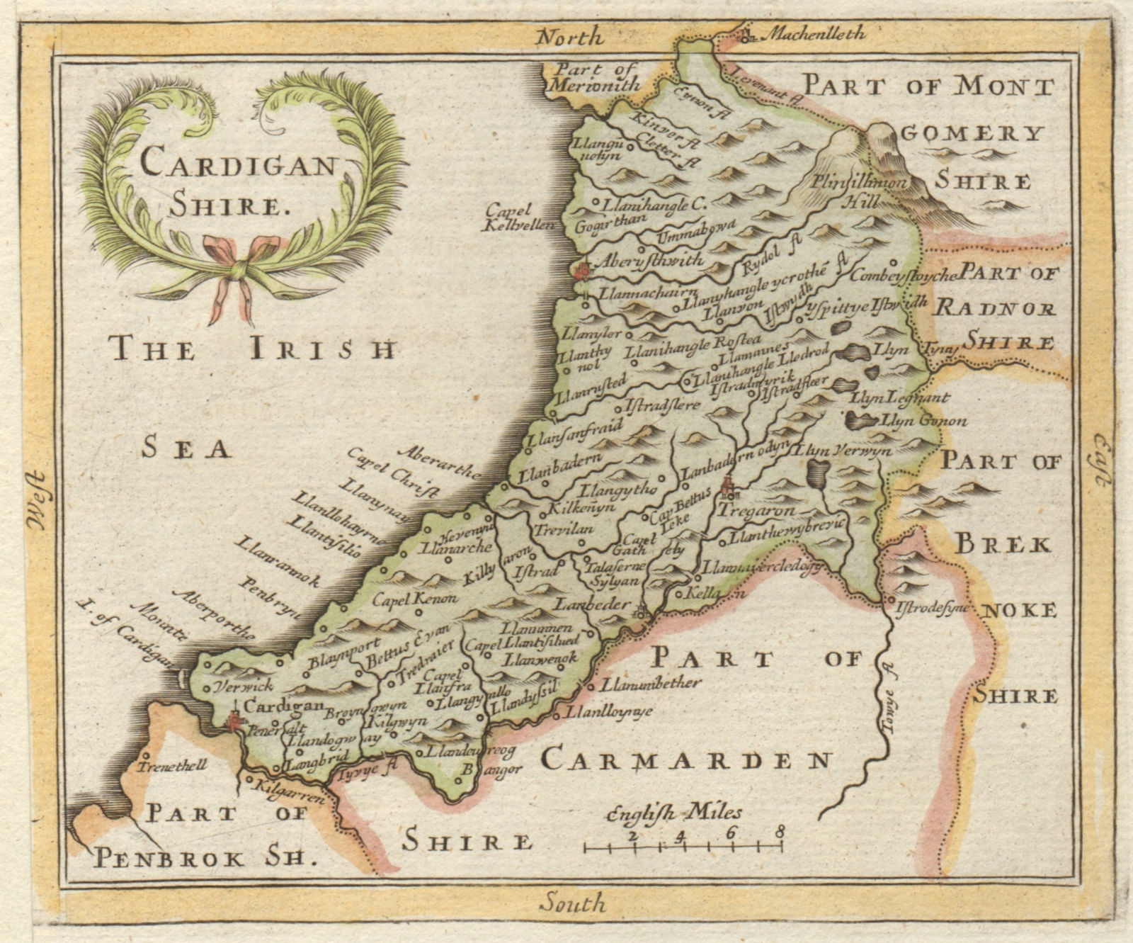 Antique county map of Cardiganshire by Francis Grose / John Seller 1783