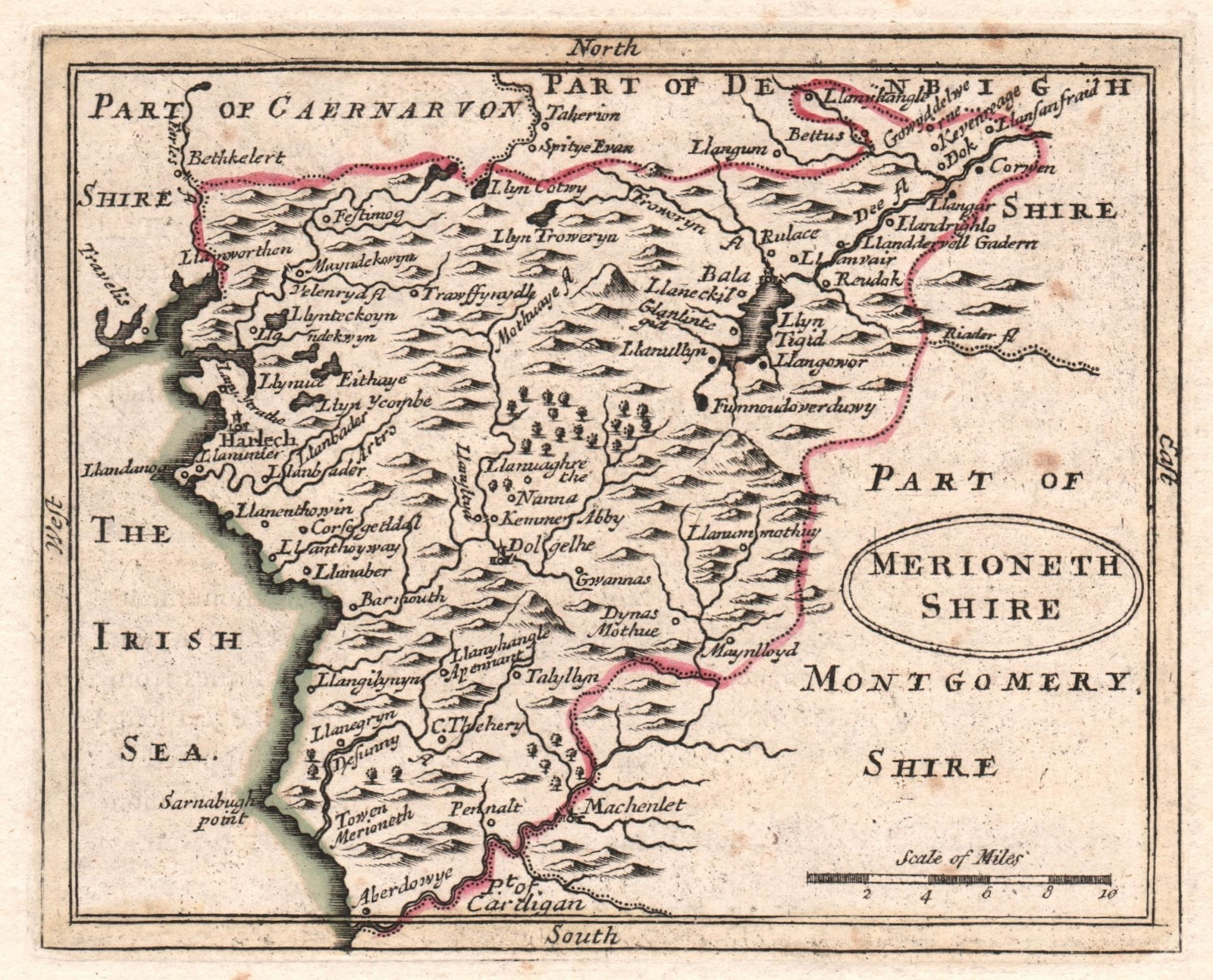 Antique county map of Merionethshire by Francis Grose / John Seller 1772