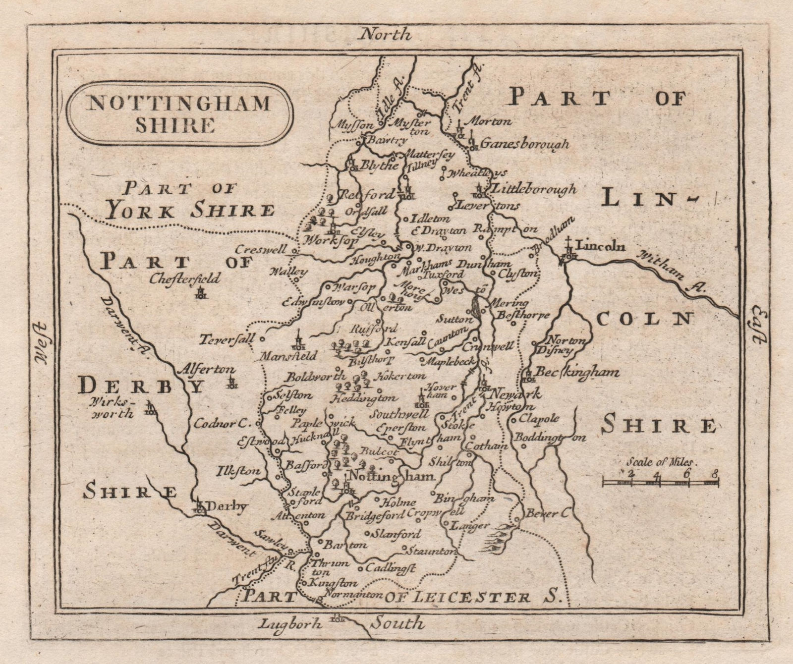 Antique county map of Nottinghamshire by Francis Grose / John Seller 1795
