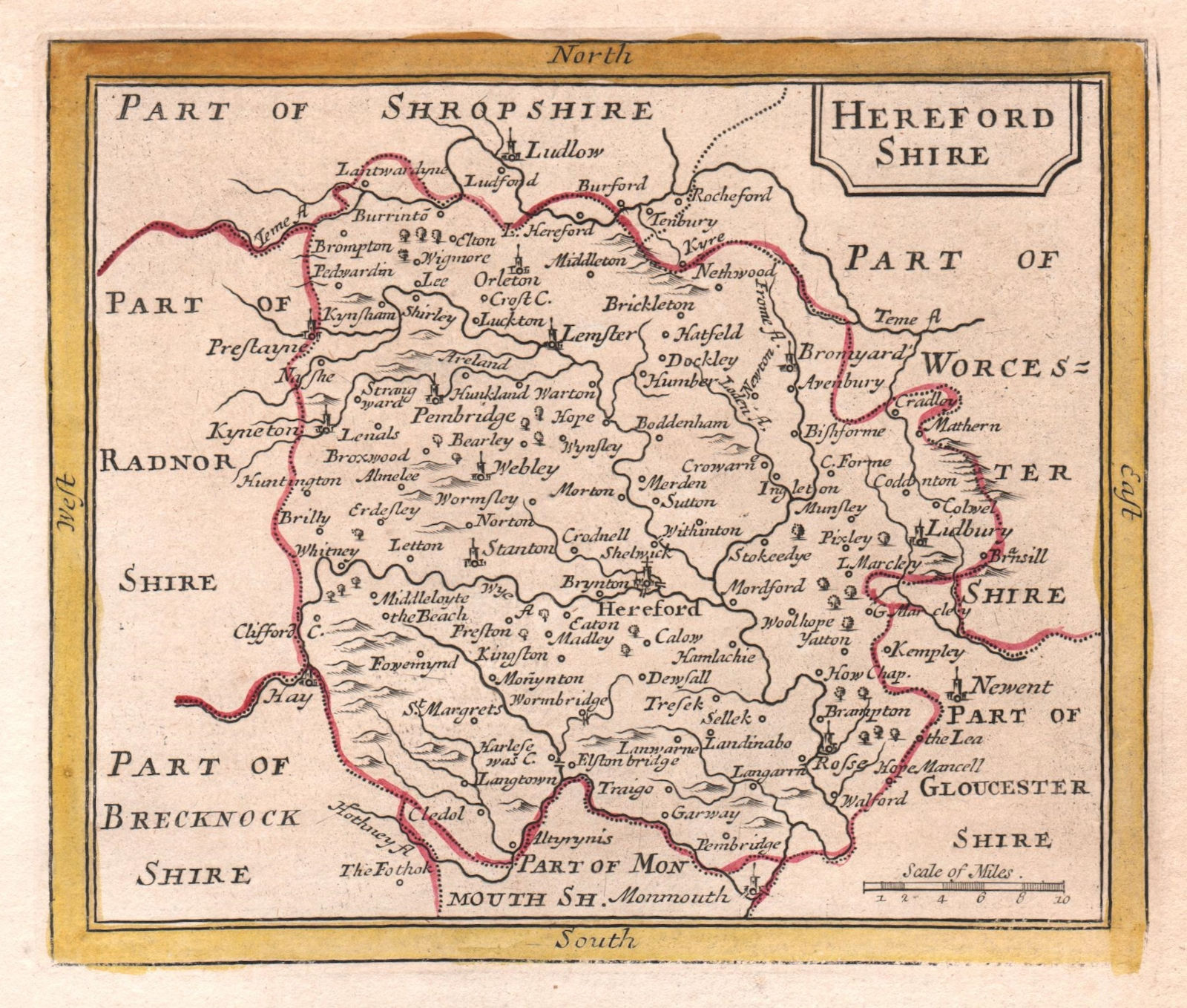 Antique county map of Herefordshire by John Seller / Francis Grose 1772