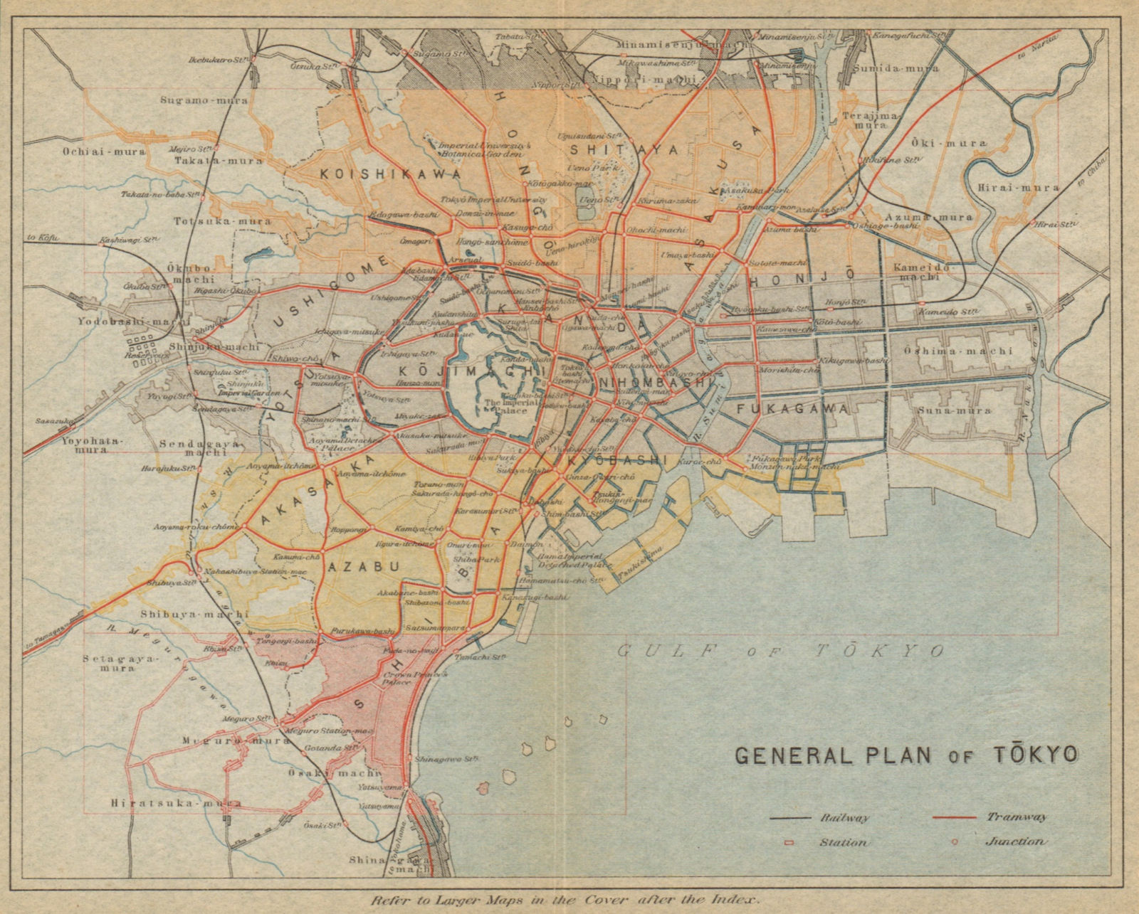 Associate Product General city plan of Tokyo. Japan 1914 old antique vintage map chart
