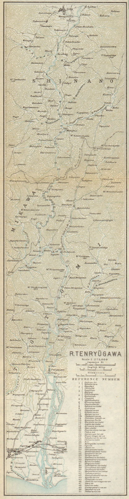 Associate Product River Tenryu-gawa. Iida - Hamamatsu. Honshu, Japan 1914 old antique map chart